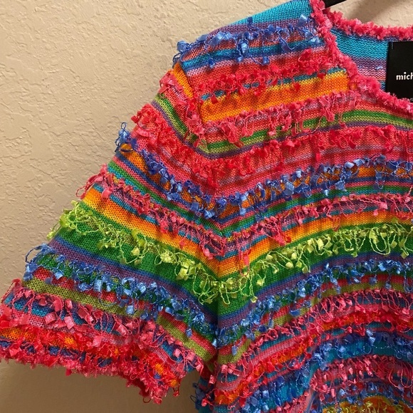 Michael Simon Multicolor Pinata Party Short Sleeve Cardigan Size M - Picture 3 of 8
